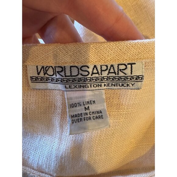 Worlds Apart Dress Women‎ Medium Orange Peach Linen Button Skirt Maxi Lagenlook - Picture 10 of 10